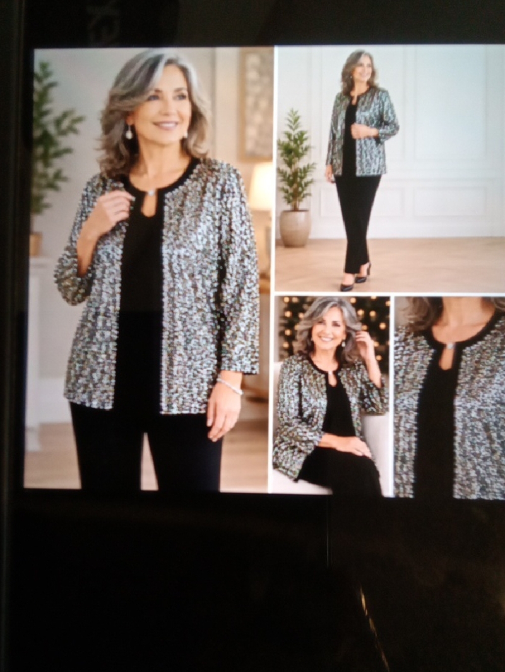 Exclusively Misook Women Sequined Open Cardigan Evening Coctail Womens 1X